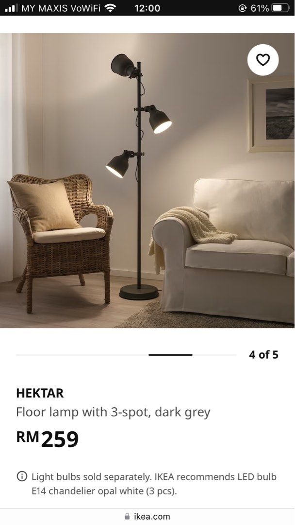 Ikea hektar floor deals lamp 3 spots