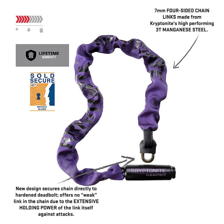 instock Kryptonite Keeper 785 Integrated Bicycle Lock Chain Bike Lock Purple Sports Equipment Bicycles Parts Parts Accessories on Carousell