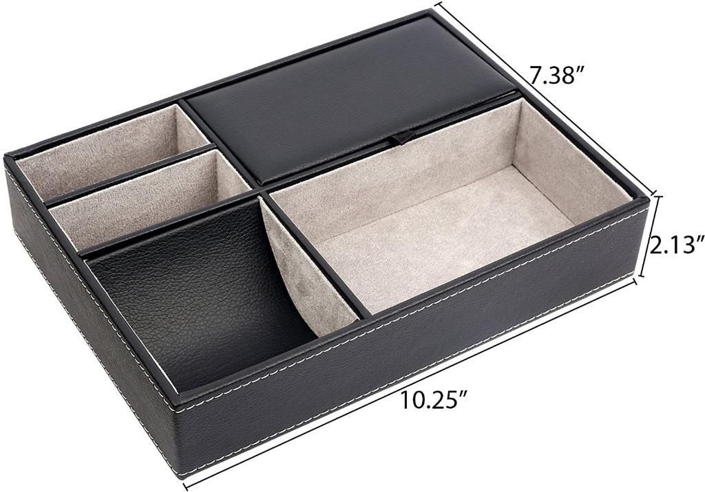 instock Mantello Leather Desktop Storage Organizer Multi
