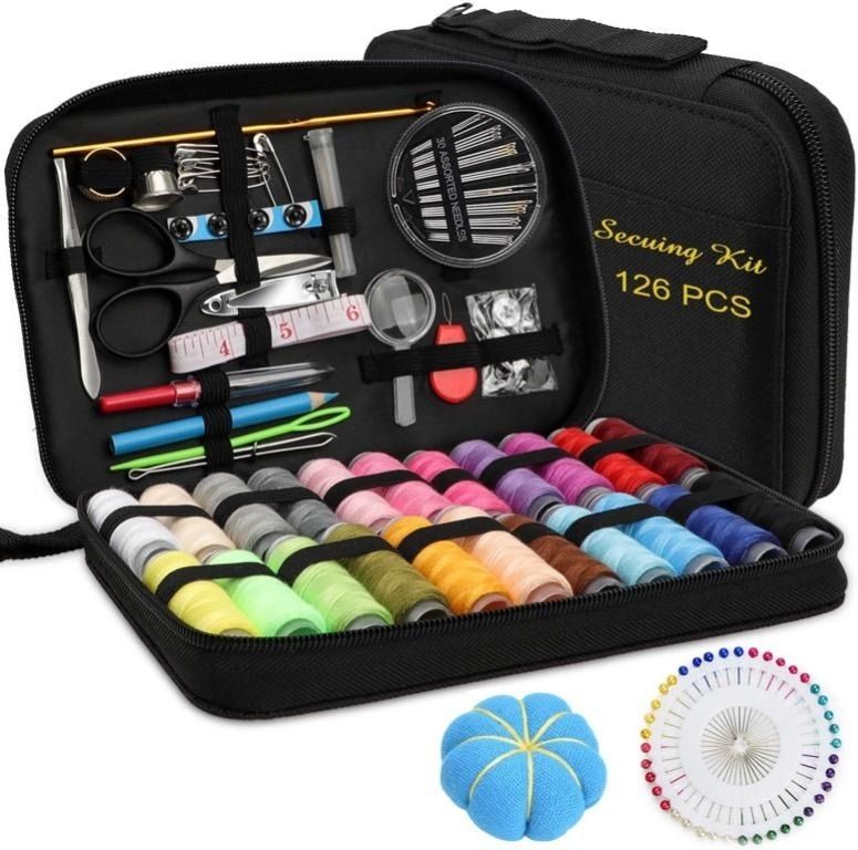 Sewing Kit for Adults, Kids, Beginner, Home, Traveler,Emergency, Portable  Sewing Supplies Contains Soft Tape Measure, Scissors, Thimble, Thread,  Sewing Needles Etc(Black, S)