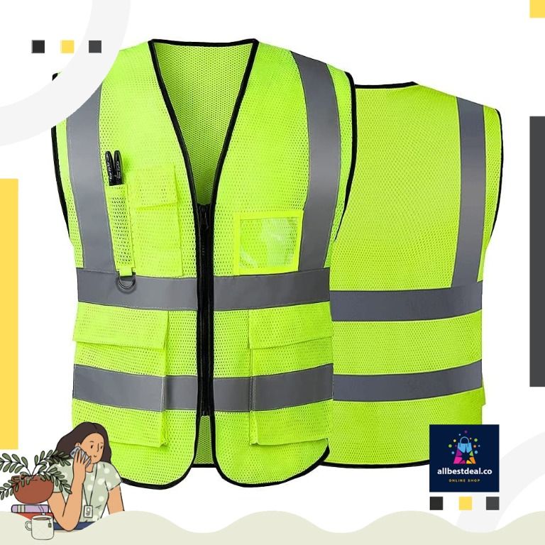 instock~ Mesh Safety Vest for Women Men High Visibility Reflective Security  with Pockets Zipper Front Meets ANSI/ISEA Standards (Large, Green), Women's  Fashion, Coats, Jackets and Outerwear on Carousell