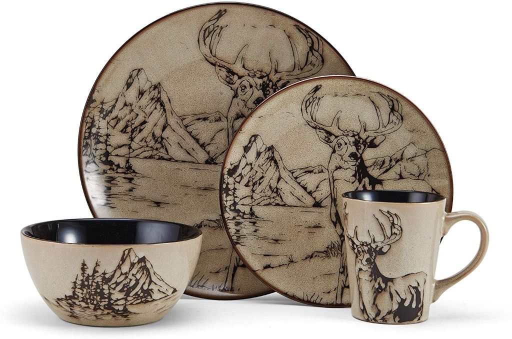 instock Mossy Oak 16 Piece Break Up Infinity Dinnerware Set