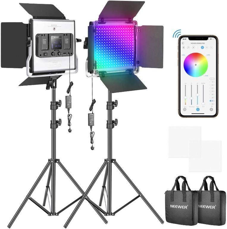  Neewer 660 PRO RGB Led Video Light with APP Control, 50W Video  Lighting 360°Full Color, CRI 97+ with Barndoor/U Bracket for Gaming,  Streaming, , Webex, Broadcasting, Web Conference, Photography :  Electronics