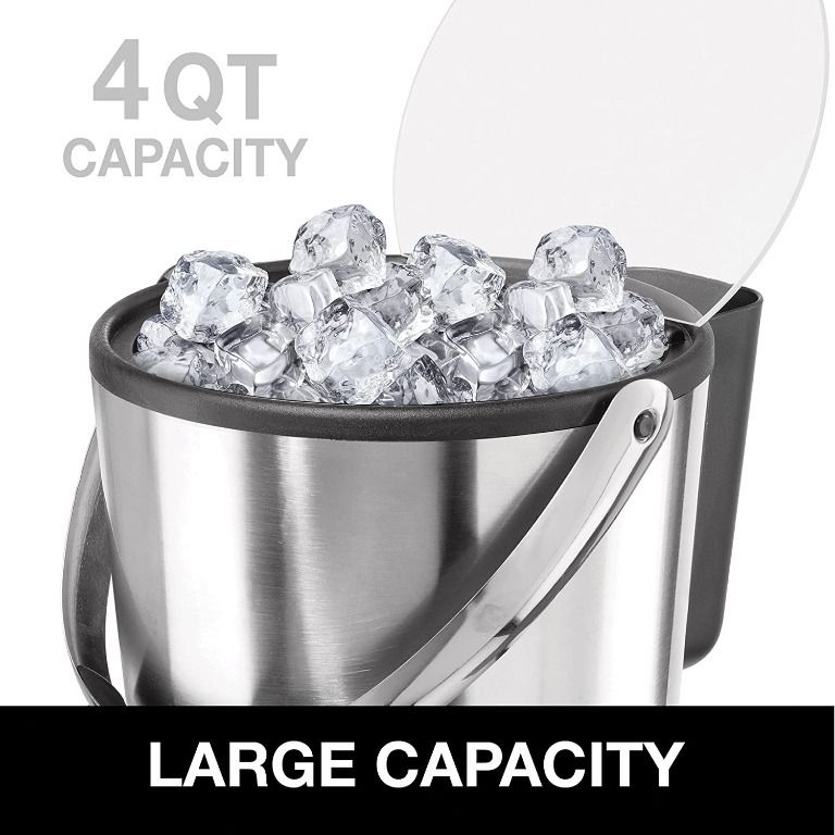 instock~ Oggi 7311AM Double Wall Ice Bucket with Flip Lid and Ice Scoop  Stainless Steel/Black 4-Quart, Furniture  Home Living, Kitchenware   Tableware, Food Organisation  Storage on Carousell