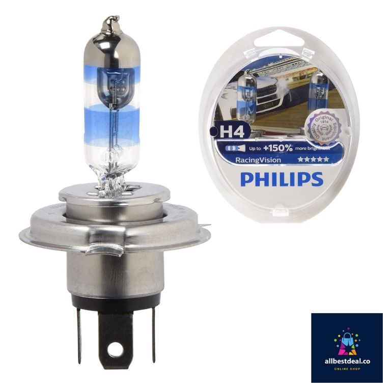  Philips RacingVision H4 Headlight Bulbs (Twin) 12342RVS2 Xtreme  Vision Upgrade : Automotive