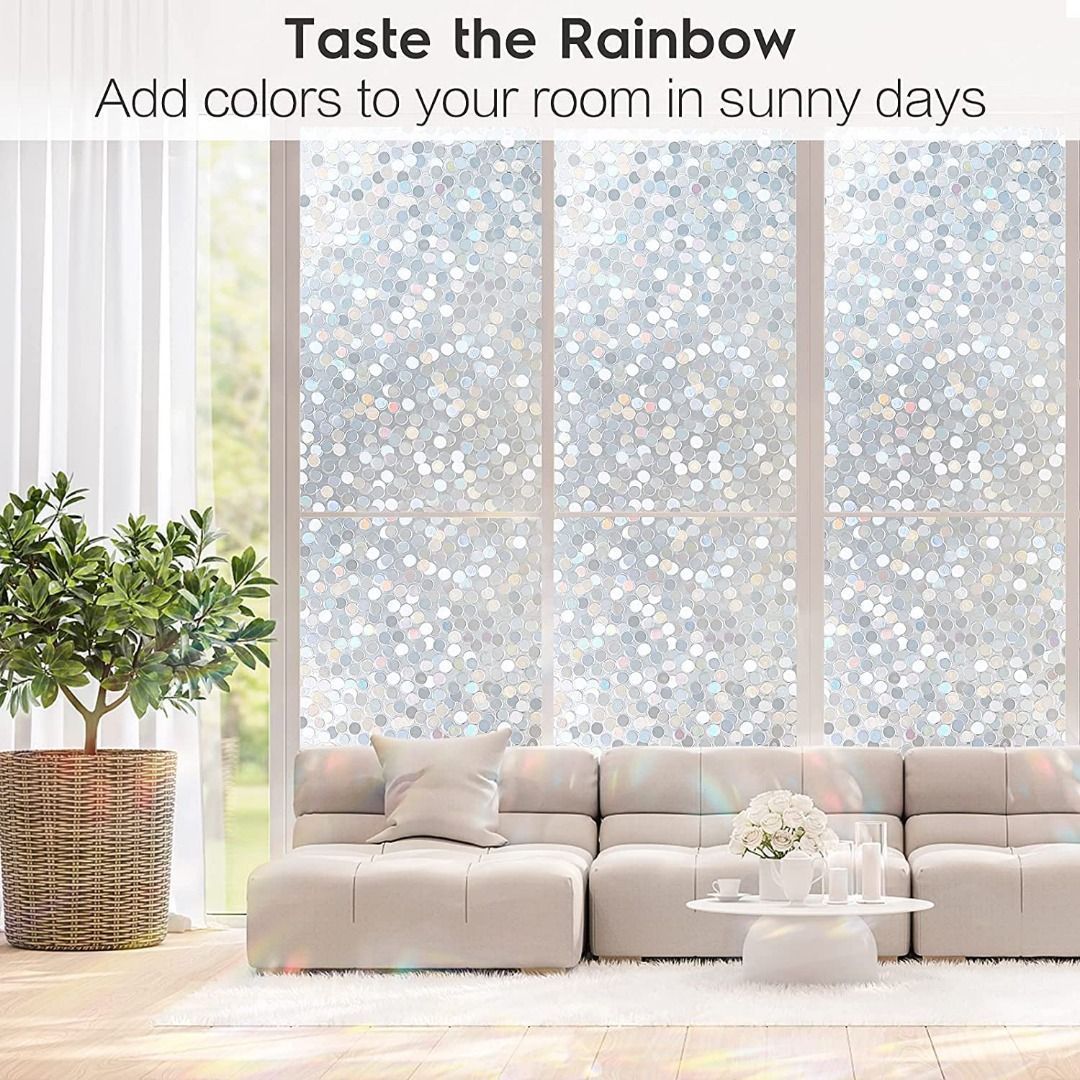  rabbitgoo Window Privacy Film, Rainbow Window Clings