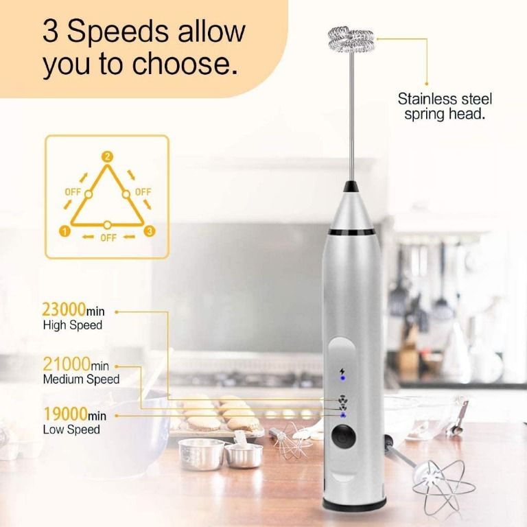  Milk Coffee Frother Electric, Handheld Foam Maker Milk Coffee  Whisk Foamer Blender, Drink Mixer Frothing Frother Wand for Coffee,  Chocolate, Latte, Capuccino, Milk Tea, Coconut Milk, Keto Diet & Egg: Home