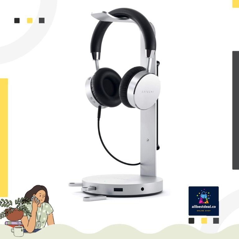 Satechi aluminum usb shop headphone stand holder