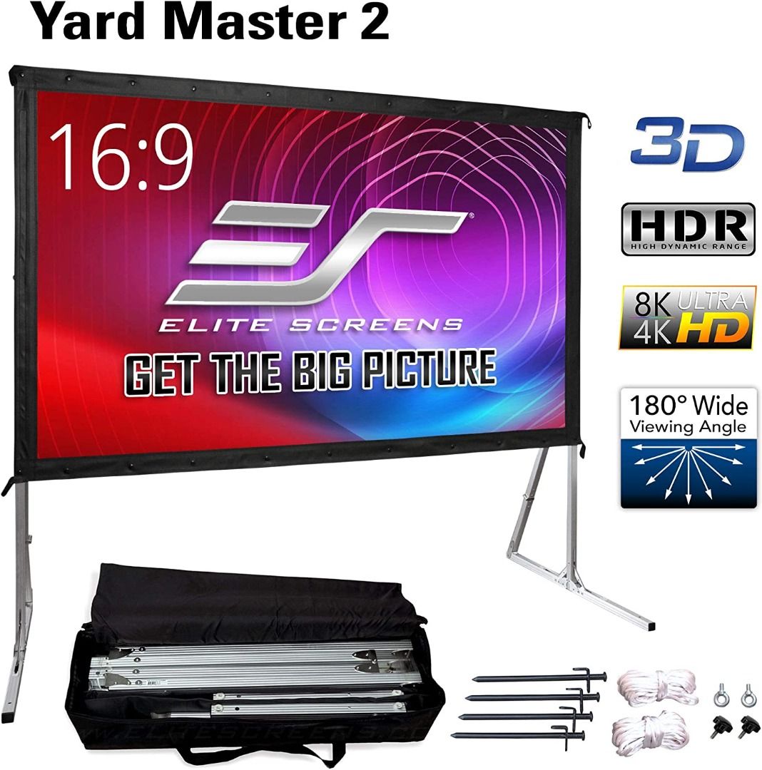 instock USA Elite Screens Yard Master 2, 90 inch Outdoor Projector
