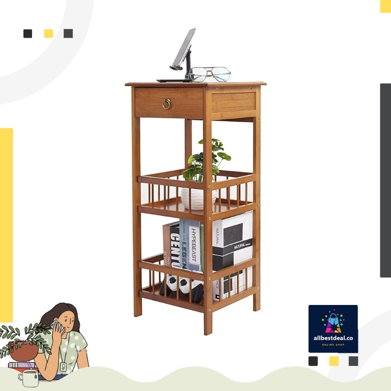  3ピース　ストック Easy Assembly Multi-functional Nightstand ABAMFUR Narrow