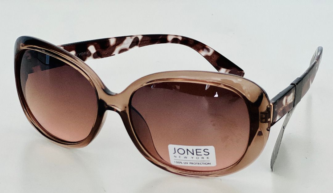 JONES NEW YORK TAUPE BROWN OVERSIZED BUTTERFLY SUNGLASSES SHADES