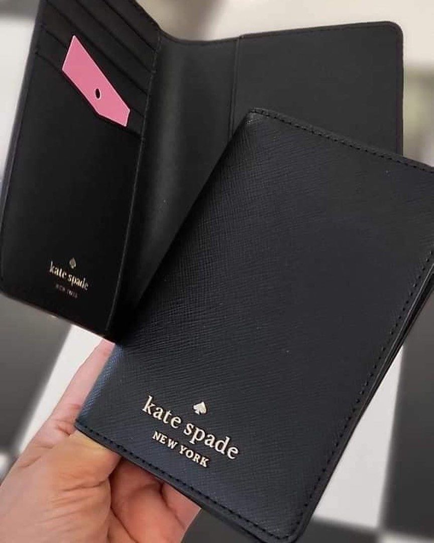 Kate+Spade+Staci+Leather+Passport+Holder+Wallet+in+Black+WLR00142 for sale  online