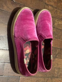 keds x kate spade | triple deck velvet pink loafers