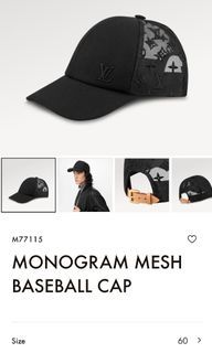 Louis Vuitton Monogram Mesh Baseball Cap, Black, 60
