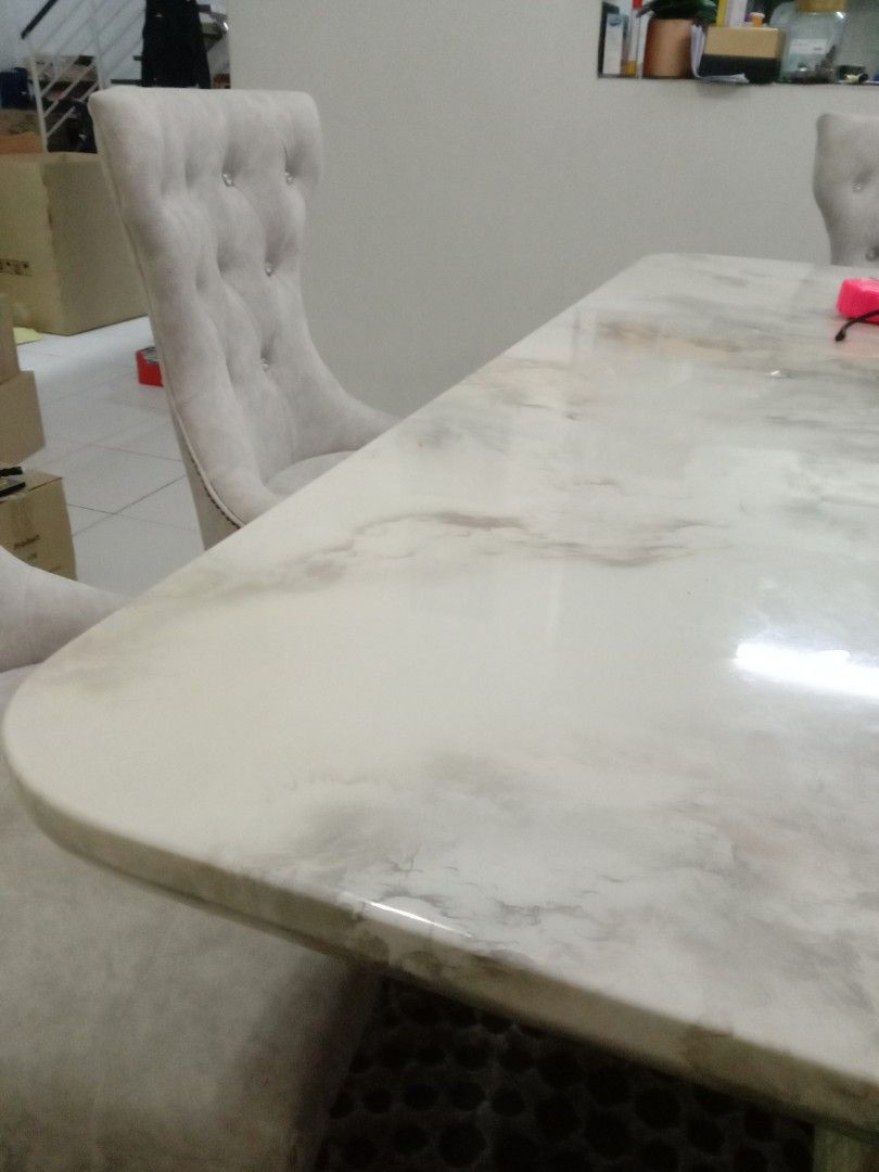 Marble Square Dining Table 8 Seater, Furniture & Home Living, Furniture