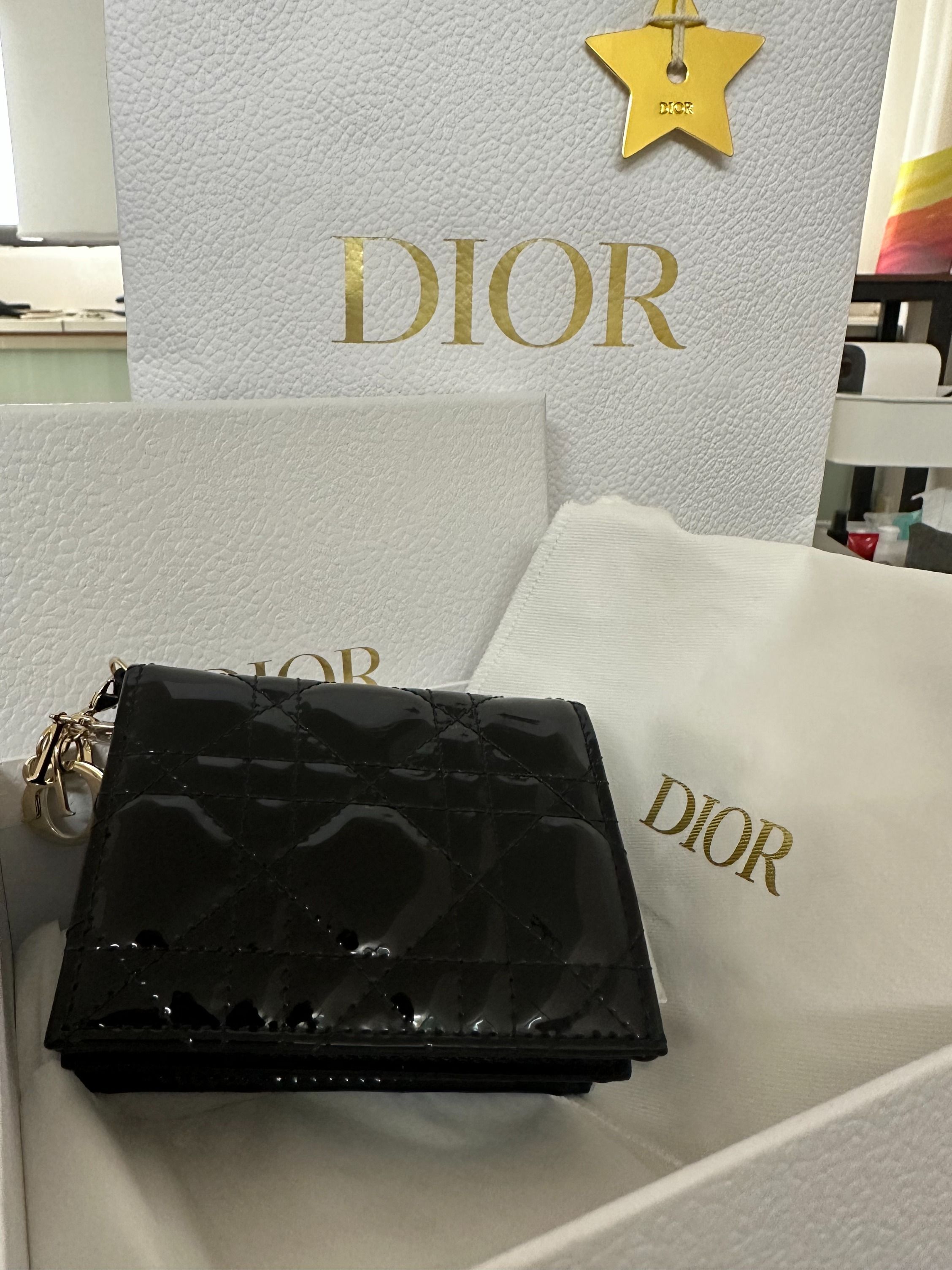 Dior - Medium Lady Dior Bag Black Patent Cannage Calfskin - Women