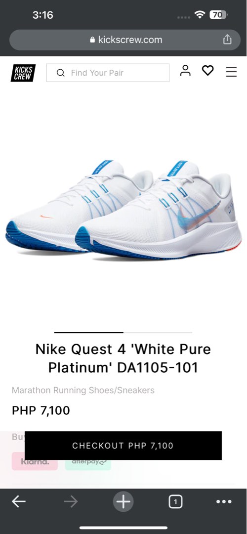 Nike Quest 4 White Pure Platinum Blue DA1105-101, Women's Fashion ...
