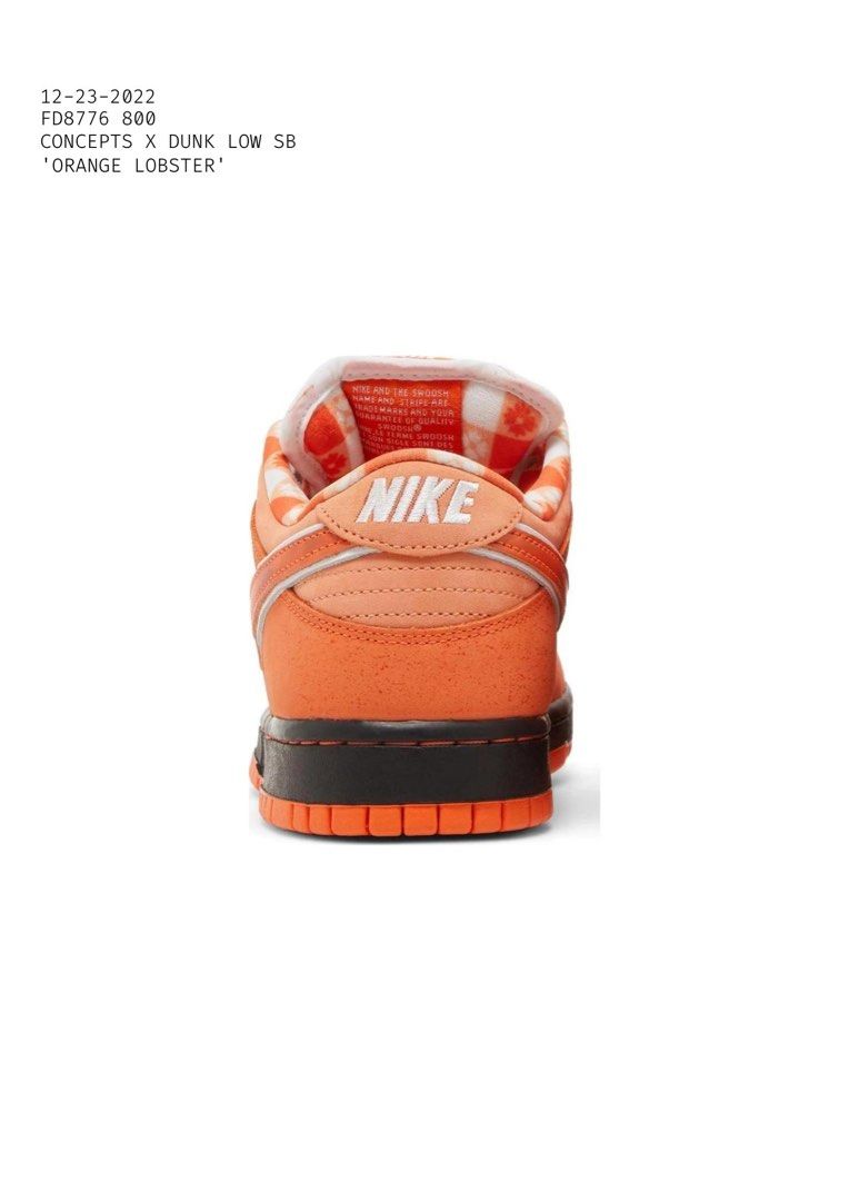 Nike SB Dunk Low Concepts Orange Lobster, 男裝, 鞋, 波鞋- Carousell