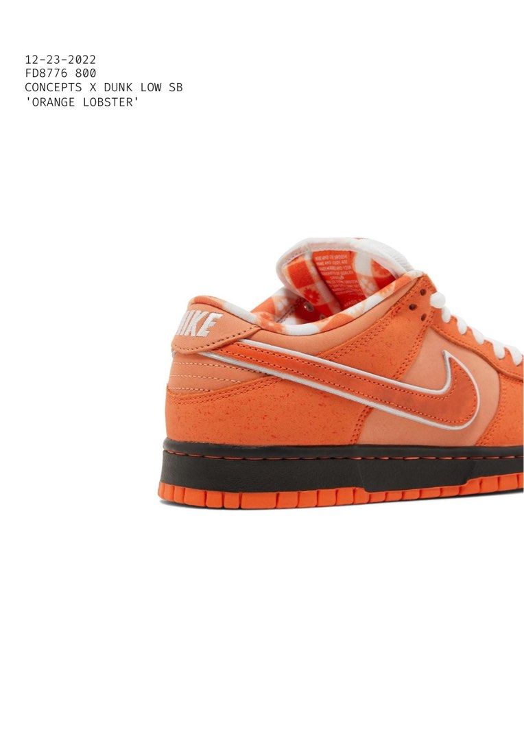 Nike SB Dunk Low Concepts Orange Lobster, 男裝, 鞋, 波鞋- Carousell