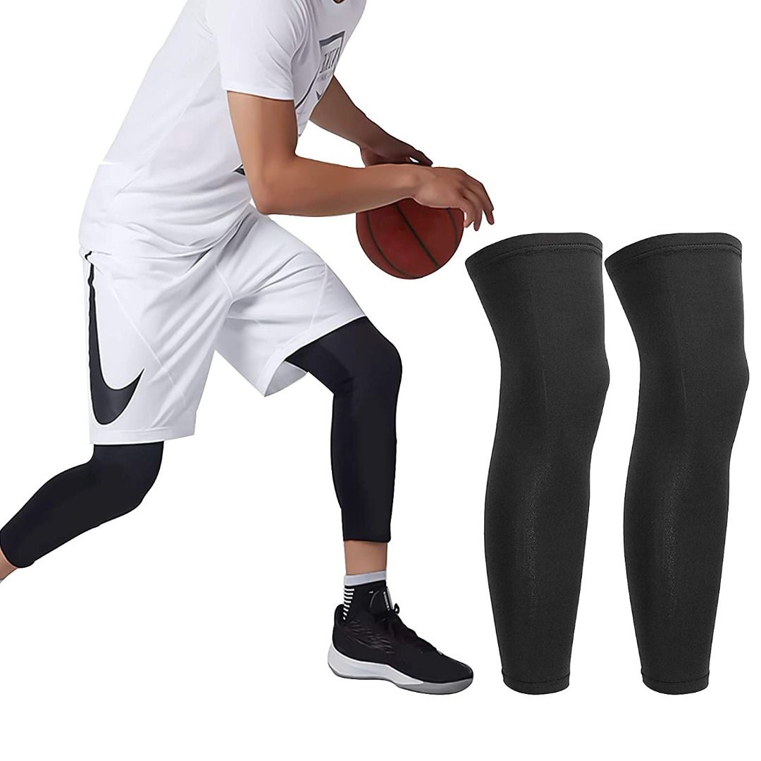 One Pair Leg Sleeve for Sports UV Long Calf Sleeves Knee and Thigh Warming  for Running Basketball Football Cycling and Other Sports for Men, Women,  Youth, Sports Equipment, Exercise & Fitness, Toning