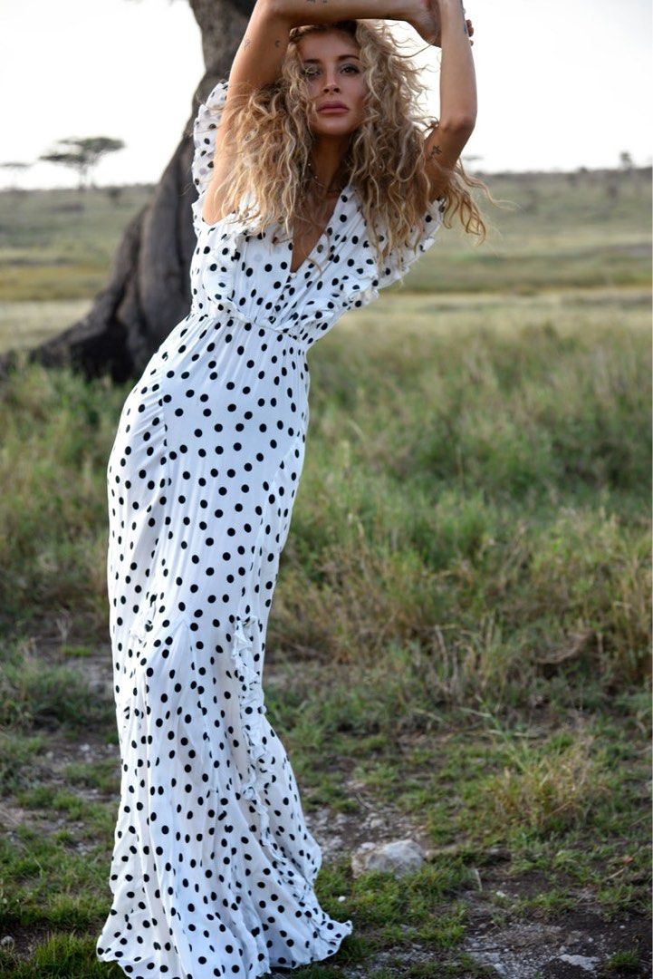 White polka hotsell dot maxi