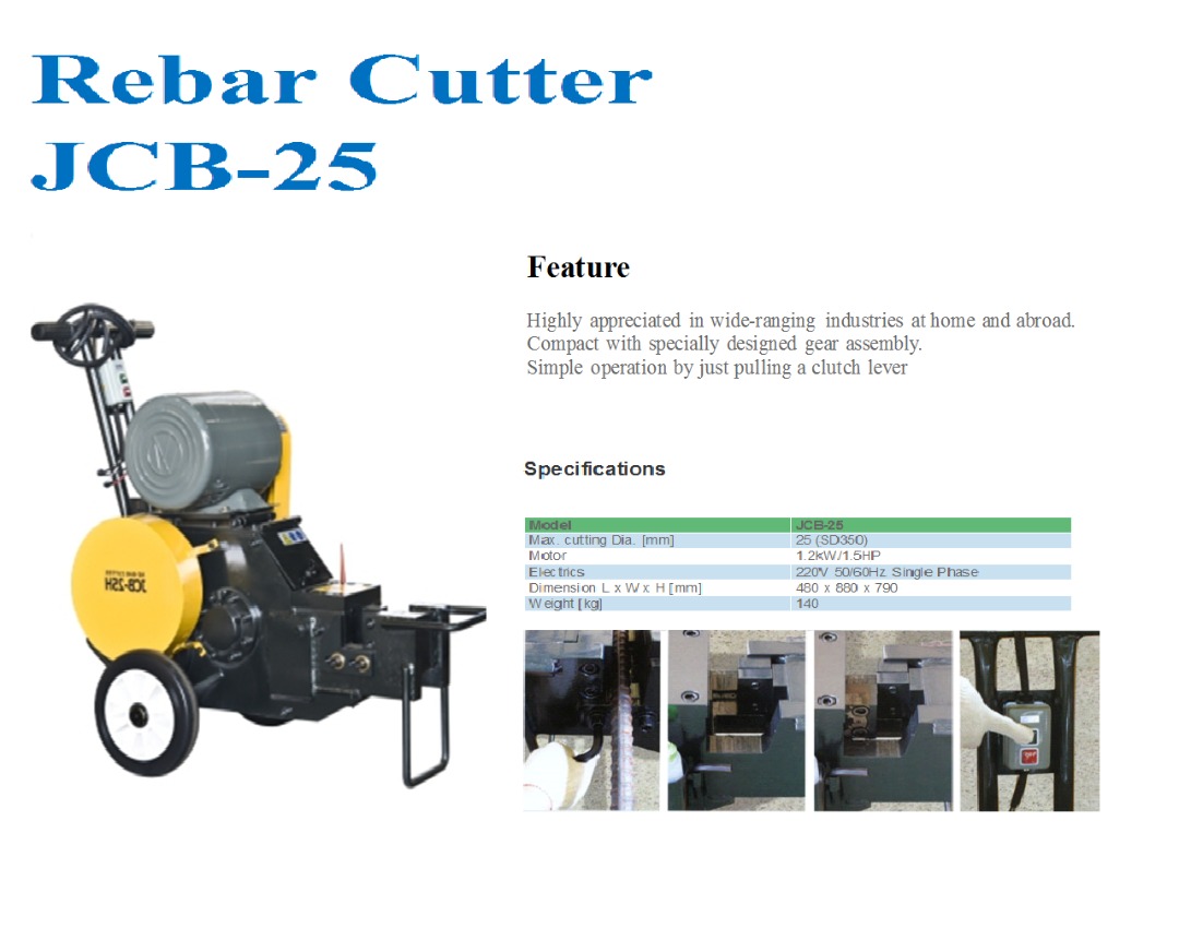 Rebar Cutting Machine 25mm capacity Single Phase, Commercial