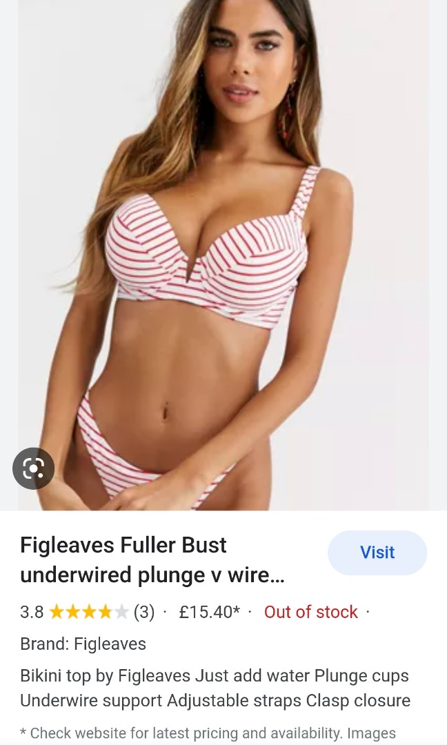Figleaves Fuller Bust tankini top in black stripe
