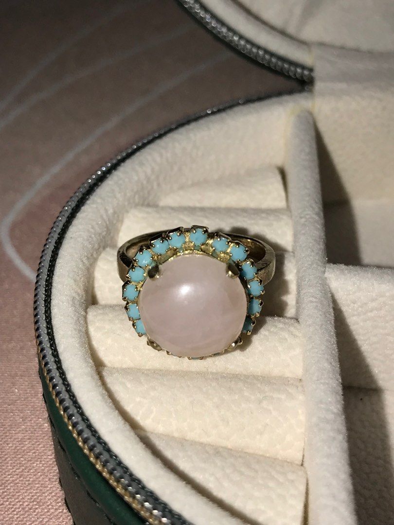Rose quartz crystal turquoise stone stud custom made big