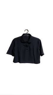 shein black polo cropped top