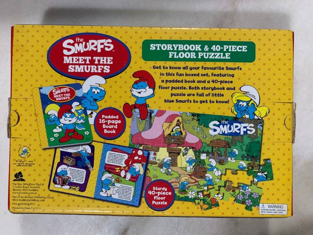 Smurfs storybook and floor puzzle Hobbies Toys Toys Games on