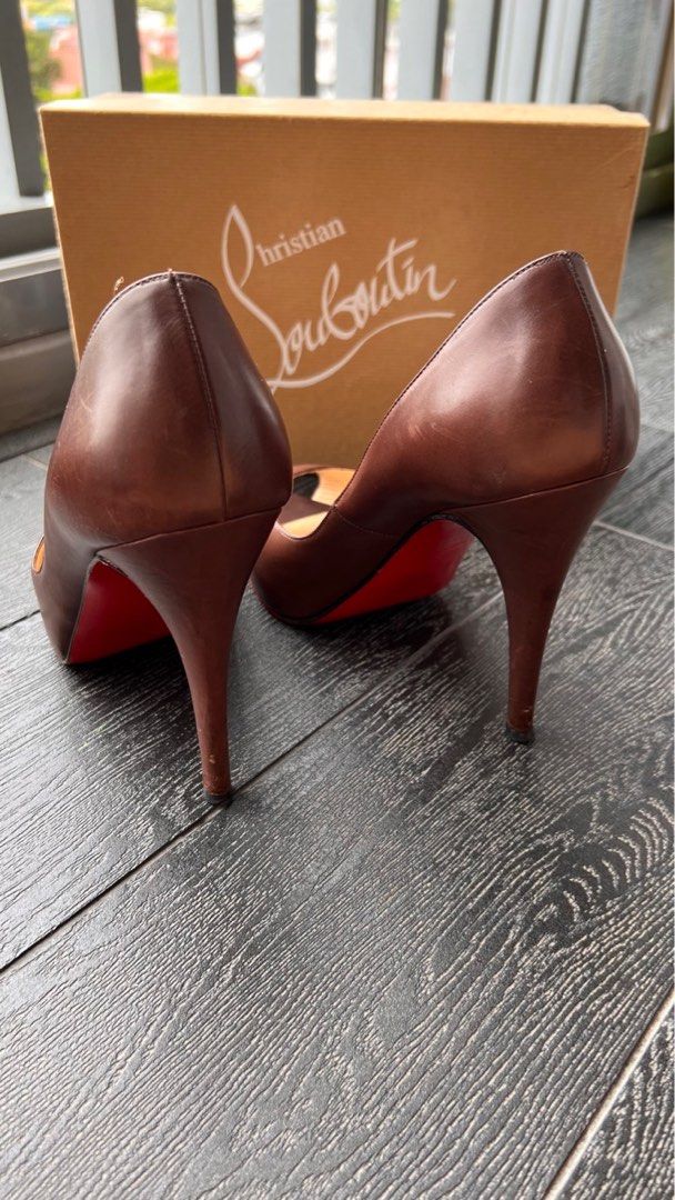 Soft calf brown leather louboutin very prive 120 high heels office work  play stiletto platform pump shoes, Women's Fashion, Footwear, Heels on  Carousell