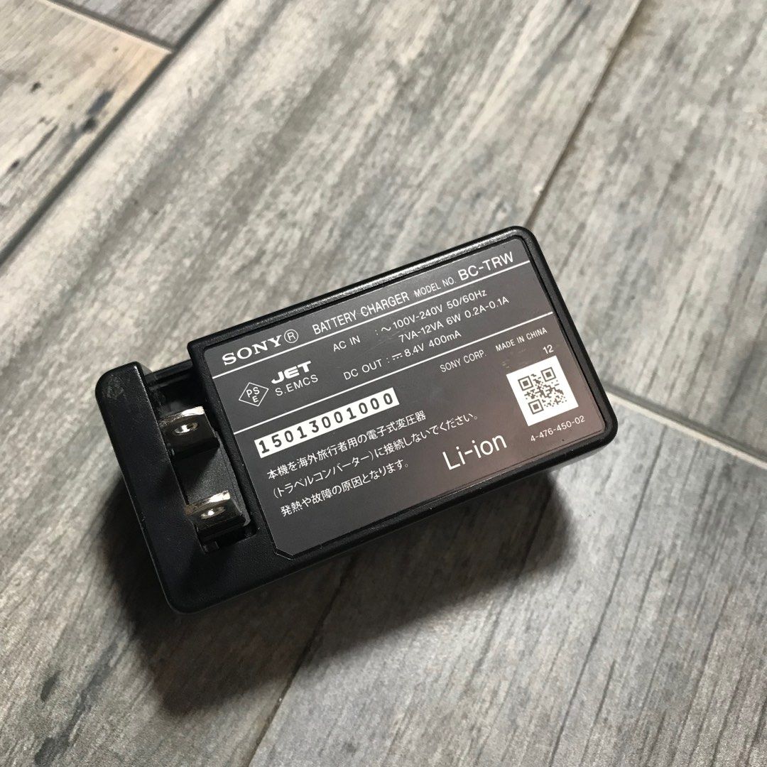 SONY BATTERY CHARGER ( BC-TRW ) (Category: Batteries & Chargers) located in Makati City. Submitted by jasper_and_stuff (Listing ID 1218085990, Image 2). Description: - AC : 100V-240V | 50/60Hz | 7VA-12Hz | 6W 0.2A-0.1A - DC OUT : 8.4zV 400mA.