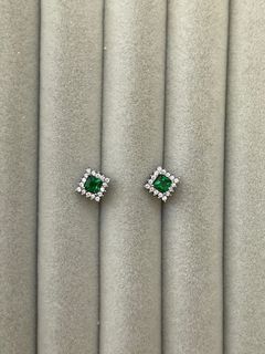 Synthetic Emerald CZ Earrings Stud