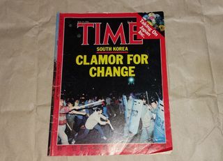TIme Magazine May 19, 1986 South Korea Clamor For Change Collectible Memorabilia Souvenir Mag Collection With British Airways Print Ad and Marlboro Back Ad