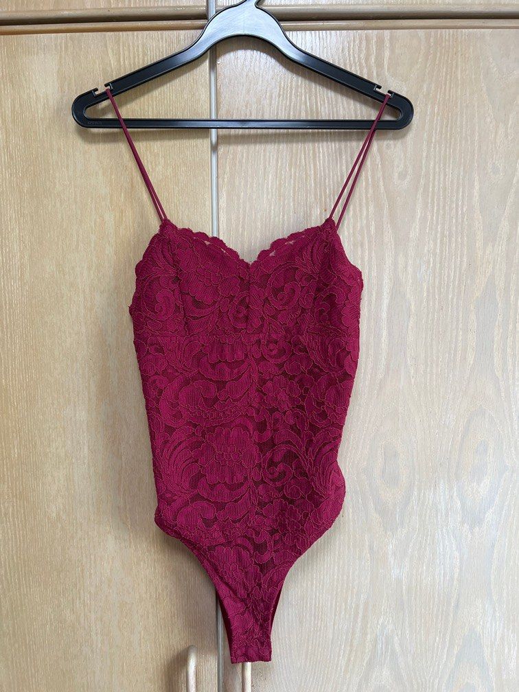 Lace Bodysuit, Women's Fashion, Tops, Other Tops on Carousell