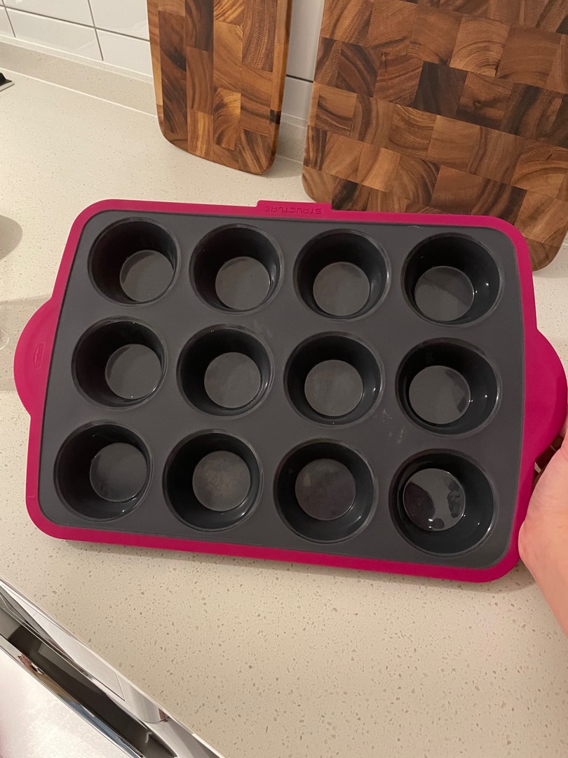  Trudeau Structure Pro Silicone Muffin Pan, 6 Cup Large,  Grey/Pink: Home & Kitchen