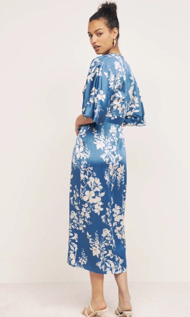 US4 Reformation Hedi Silk Maxi Dress cyanotype blue Women s