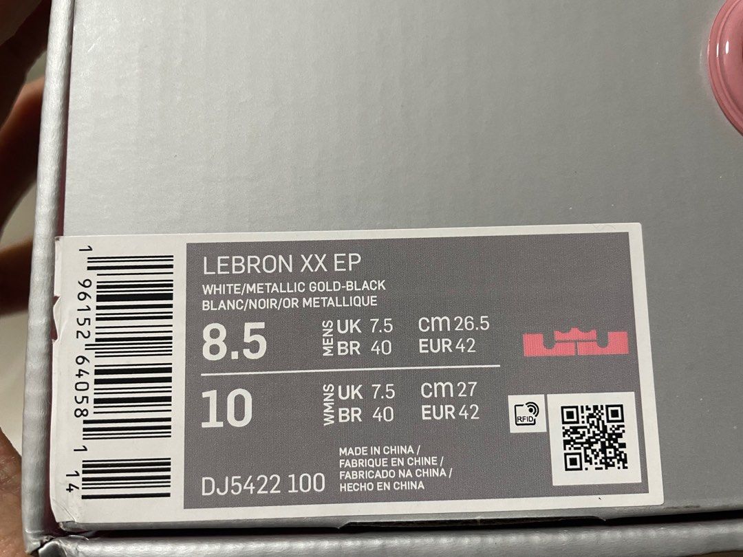 US8.5 NIKE LEBRON XX ER LBJ 20 DJ5422-100 籃球鞋, 男裝, 鞋, 波鞋