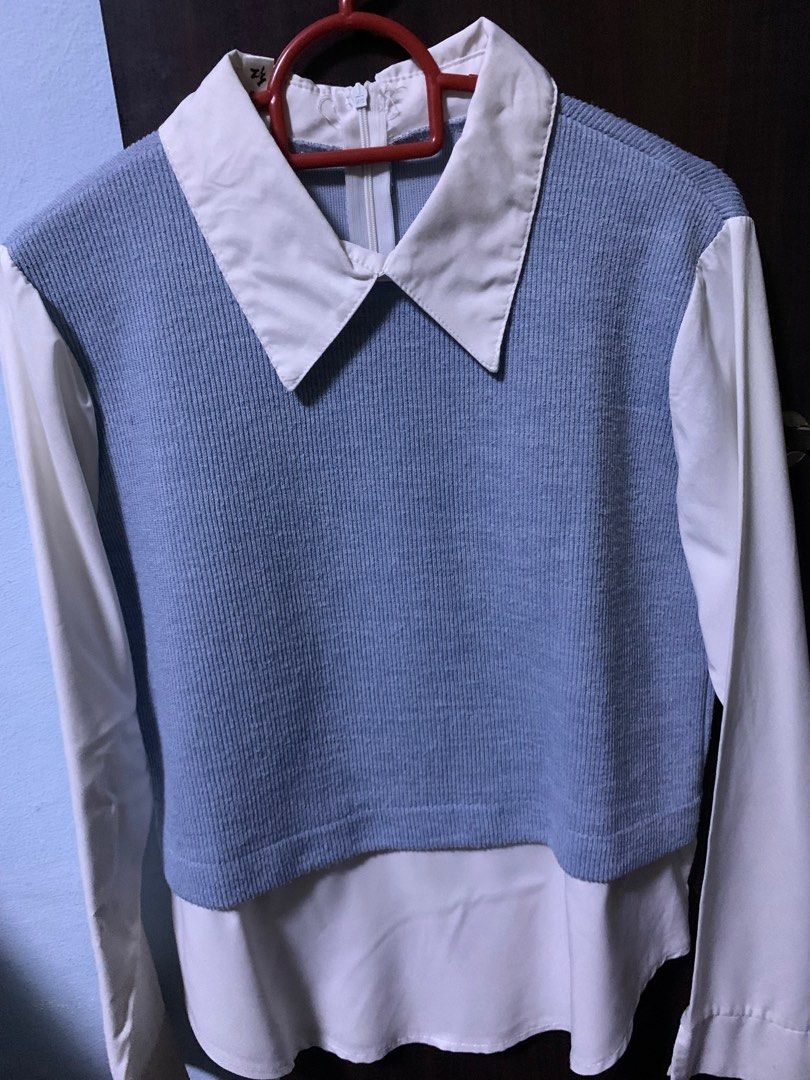 White long top sleeve with vest