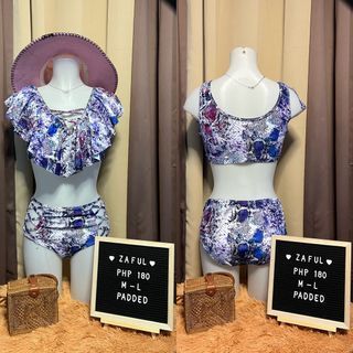 Violet snake-skin two piece swimsuit