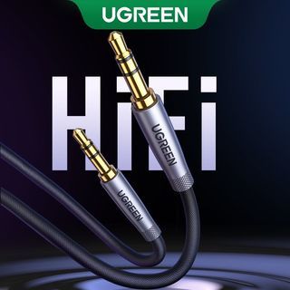 1M UGREEN HiFi AUX Cable 3.5mm Audio Speaker Cable for Guitar Silver-Plated Braided Wire Auxiliary Car Headphone Cable
