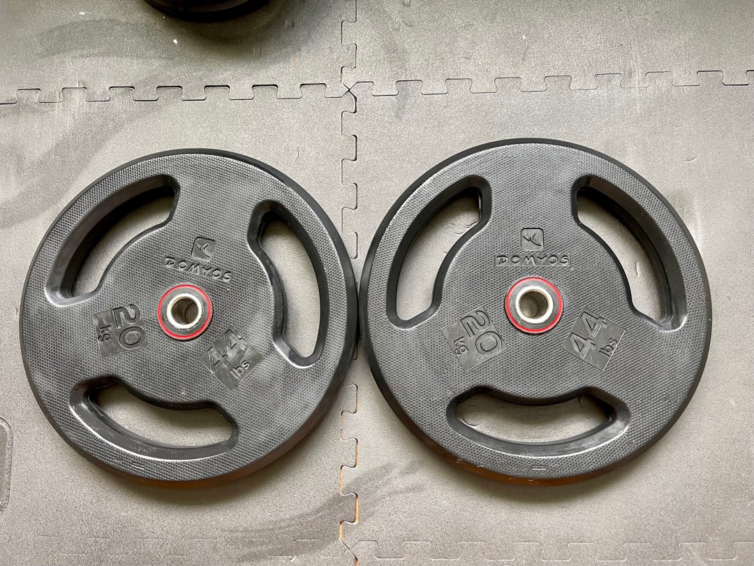 20kg Rubber Coated Weight Plate/Disc 28mm DECATHLON, Sports