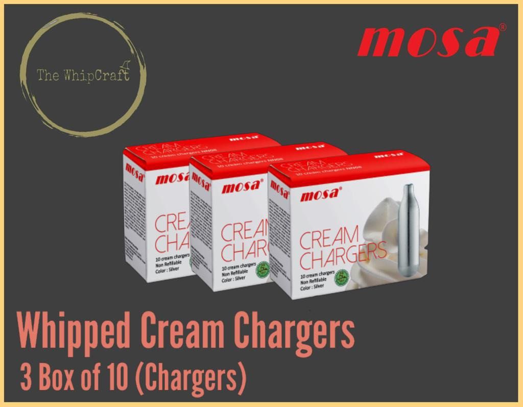 3 Box of Mosa N20 Whipped Cream Chargers 10( chargers/Box), Food