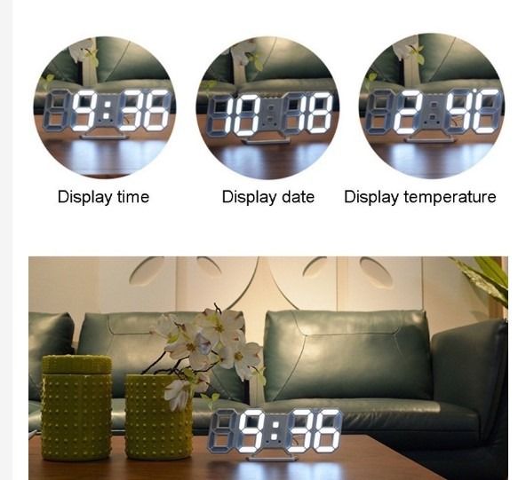 3D LED Digital Wall Desk Clock (USB Powered), Furniture & Home Living