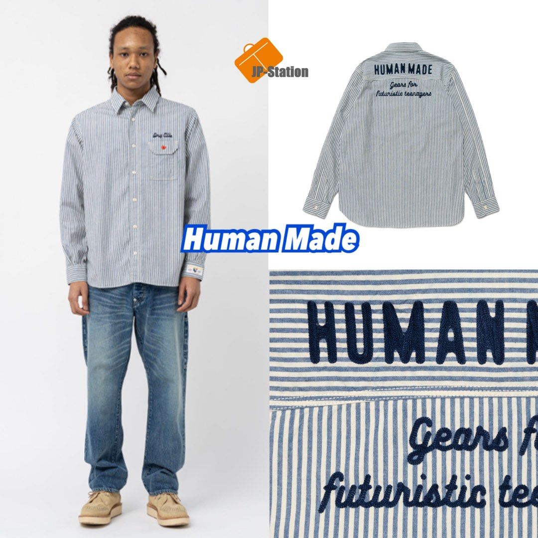 HUMAN MADE STRIPED WORK L/S SHIRT L www.krzysztofbialy.com