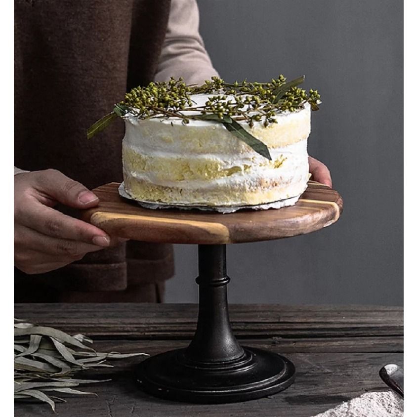 Acacia Wood Cake Stand Dessert Table Wooden Tray Wedding Birthday
