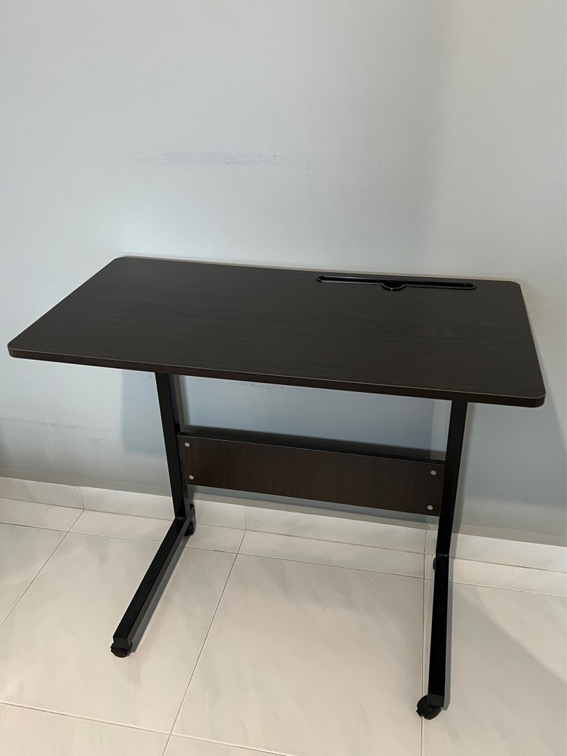 Adjustable desk with wheels, Furniture & Home Living, Furniture, Tables ...