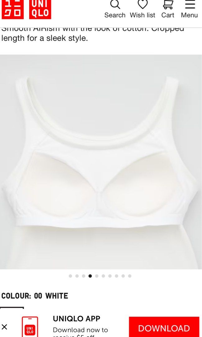 BNWT uniqlo airism cotton cropped bra tube top in white