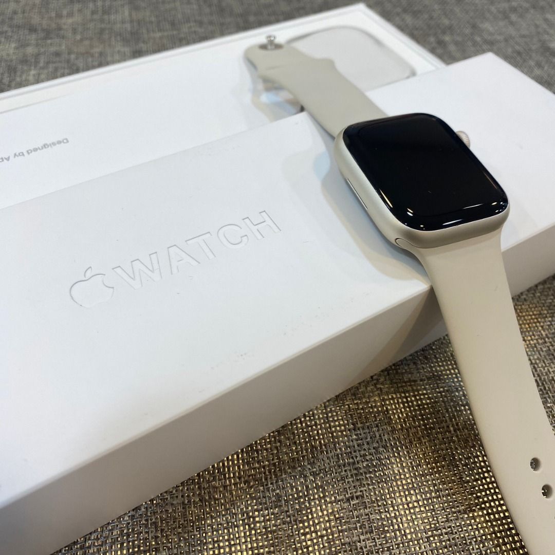 Apple Watch S8 鋁金屬（GPS）45mm 星光白, 手機及配件, 智慧穿戴裝置