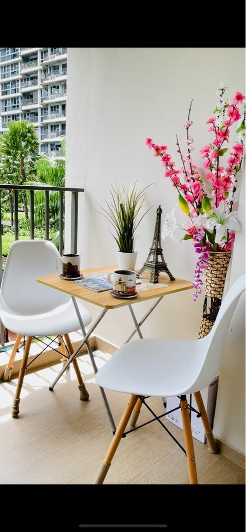 Balcony Minimalist Coffee Table Set, Furniture & Home Living, Outdoor